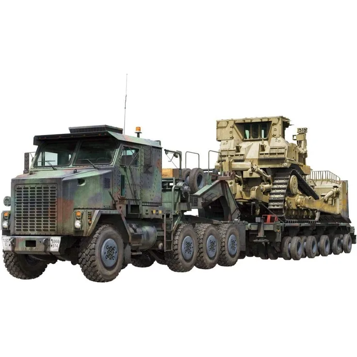 TAKOM TAK5002 1:72 M1070 Tank Transporter w/D9R Bulldozer, Mehrfarbig