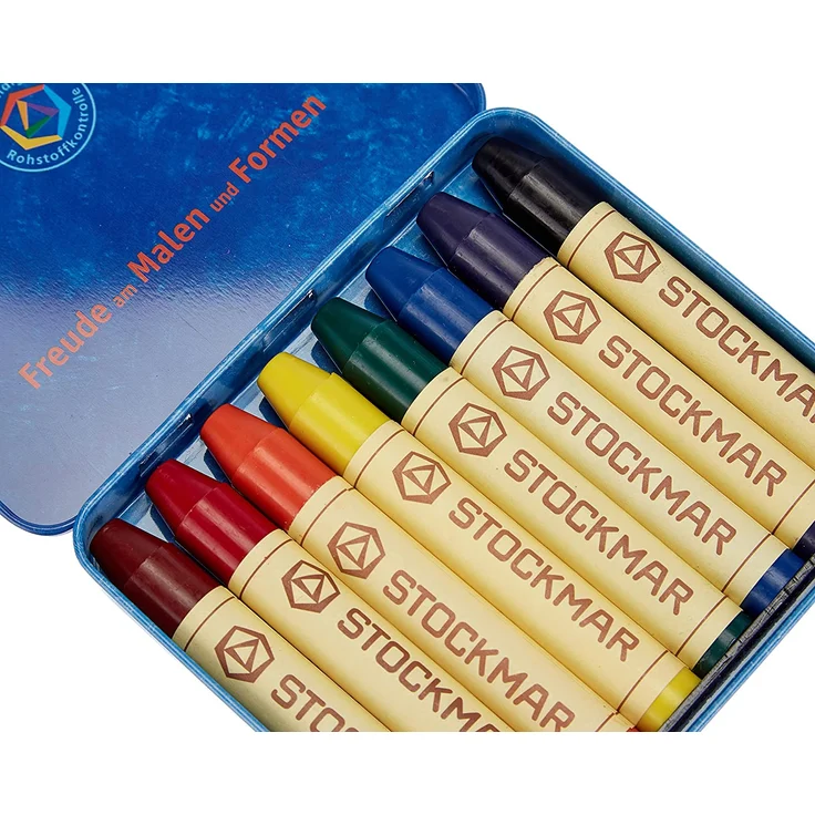 Stockmar 31000 Wachsmal-Stifte mit reinem Bienenwachs, 8 leuchtende Farben, inkl. Schaber, verpackt im praktischen Blechetui, ideal zum Malen für Kinder. (8 Stück) 1er Pack – Bild 4
