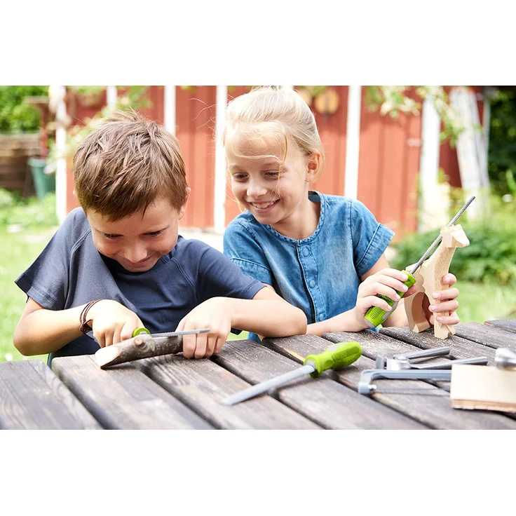 HABA 304342 - Terra Kids Holzraspel-Set, grobe Raspeln für Kinder, je einmal rund, halbrund und flach, ergonomisch geformte Griffe, ideal für den Terra-Kids Werkzeugkasten-Bausatz - Preisvergleich – Bild 2