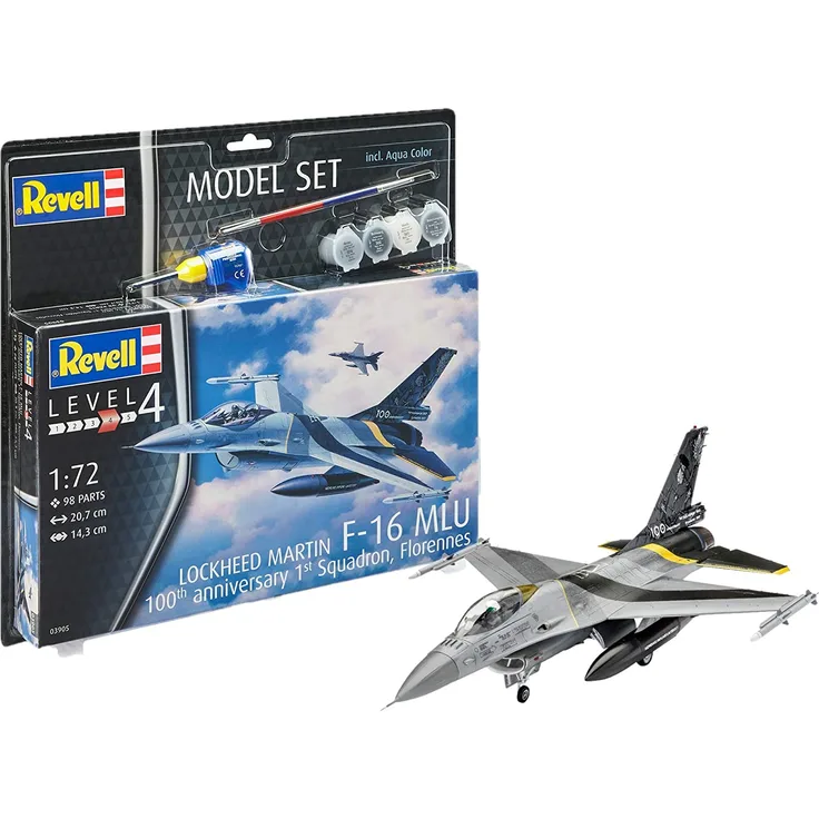 Revell 63905 12 Modellbausatz F-16 Mlu100th Anniver im Maßstab 1, 72 Scale