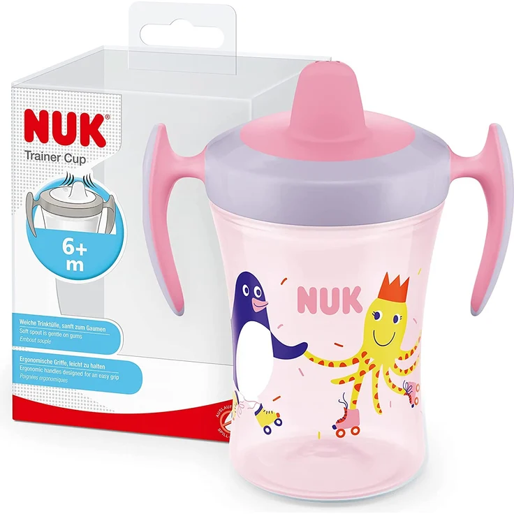 NUK Trainer Cup 230ml weiche Trinktülle, auslaufsicher ab 6 Monaten rosa – Bild 1