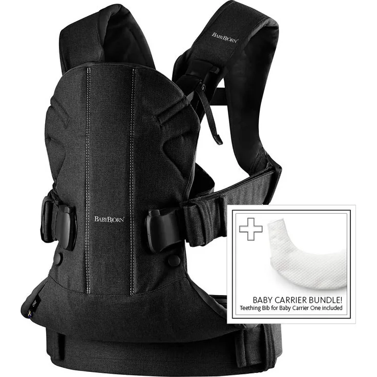 Babybjörn 698001 Babytrage One, Cotton Mix, & Lätzchen weiß, schwarz, 1030 g - Preisvergleich
