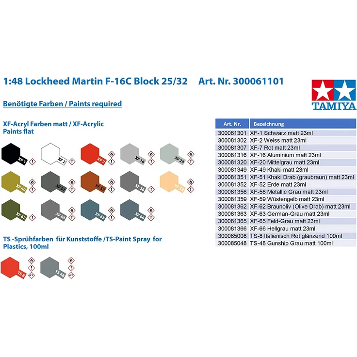 TAMIYA 300061101 1:48 Lockheed Martin F-16C Block 25/32 - Preisvergleich – Bild 3