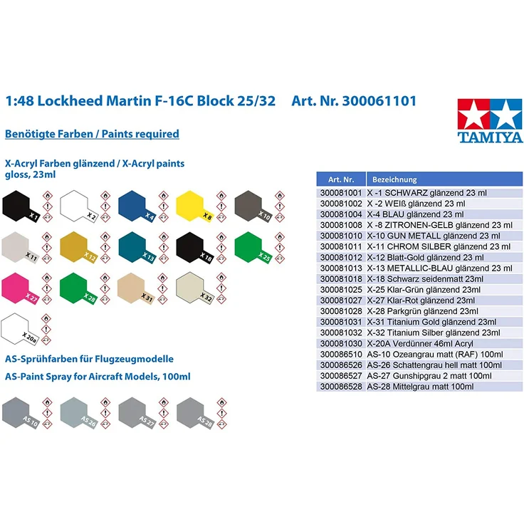 TAMIYA 300061101 1:48 Lockheed Martin F-16C Block 25/32 - Preisvergleich – Bild 4