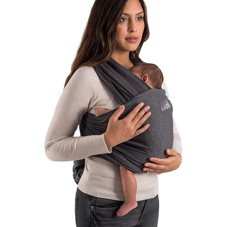 Laleni Tragetuch Baby Neugeborene aus 100% Bio-Baumwolle - Babytragetuch bis 15 kg mit ergonomischer Passform, Einfach Anzuziehen für Mütter und Väter, Waschmaschinengeeignet, Grau – Bild 2
