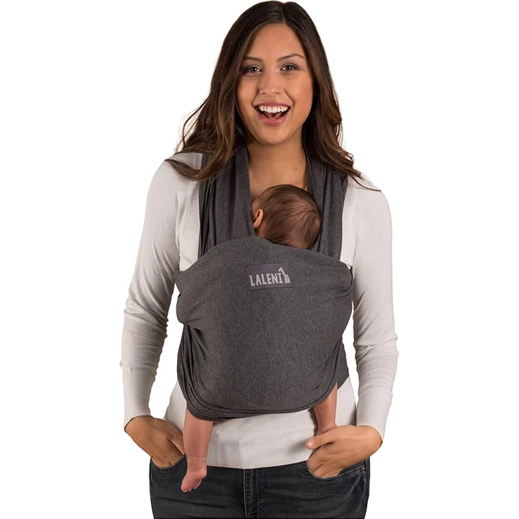 Laleni Tragetuch Baby Neugeborene aus 100% Bio-Baumwolle - Babytragetuch bis 15 kg mit ergonomischer Passform, Einfach Anzuziehen für Mütter und Väter, Waschmaschinengeeignet, Grau – Bild 1