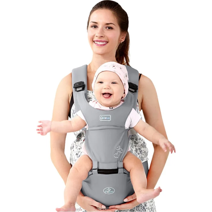 SONARIN Front Premium Hipseat Babytrage, Multifunktional, Ergonomisch, 100% Baumwolle, Schmetterlingsdrehschnalle, 6 Tragende Positionen,Angepasst an Ihr Kind wachsende,Ideal Geschenk(Grau) – Bild 3