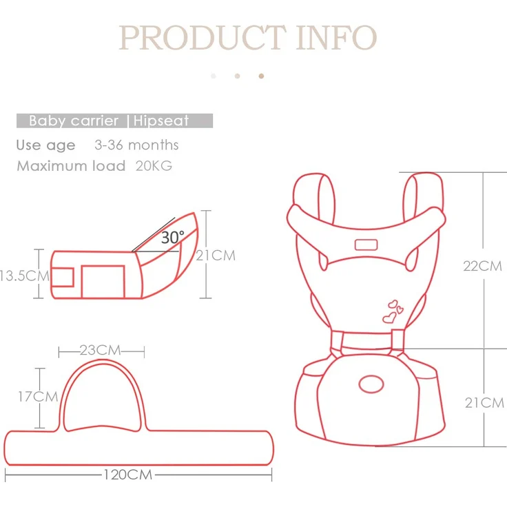 SONARIN Front Premium Hipseat Babytrage, Multifunktional, Ergonomisch, 100% Baumwolle, Schmetterlingsdrehschnalle, 6 Tragende Positionen,Angepasst an Ihr Kind wachsende,Ideal Geschenk(Grau) – Bild 7