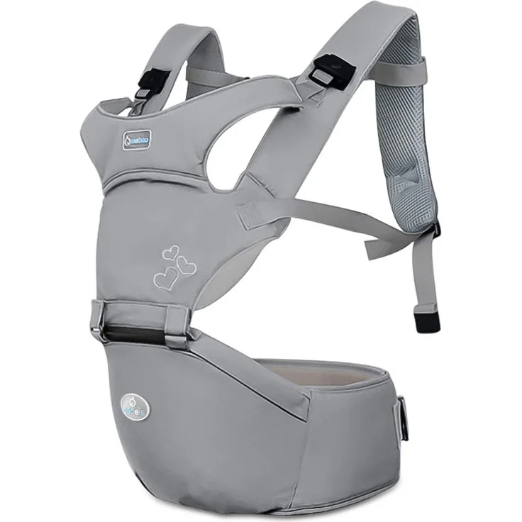 SONARIN Front Premium Hipseat Babytrage, Multifunktional, Ergonomisch, 100% Baumwolle, Schmetterlingsdrehschnalle, 6 Tragende Positionen,Angepasst an Ihr Kind wachsende,Ideal Geschenk(Grau) – Bild 1