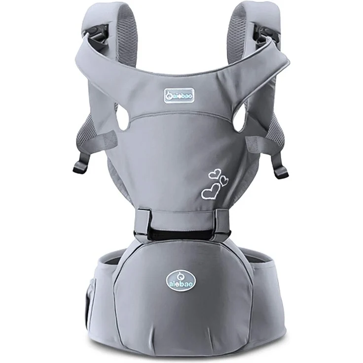SONARIN Front Premium Hipseat Babytrage, Multifunktional, Ergonomisch, 100% Baumwolle, Schmetterlingsdrehschnalle, 6 Tragende Positionen,Angepasst an Ihr Kind wachsende,Ideal Geschenk(Grau) – Bild 2