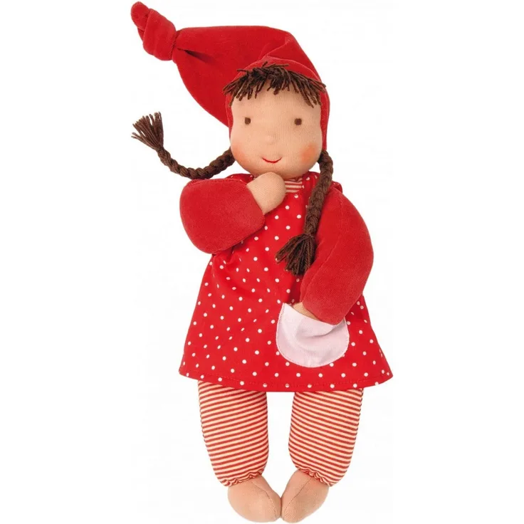 Käthe Kruse Stoff-Baby Puppe Schatzi mit Zipfelmütze in der Farbe Rot