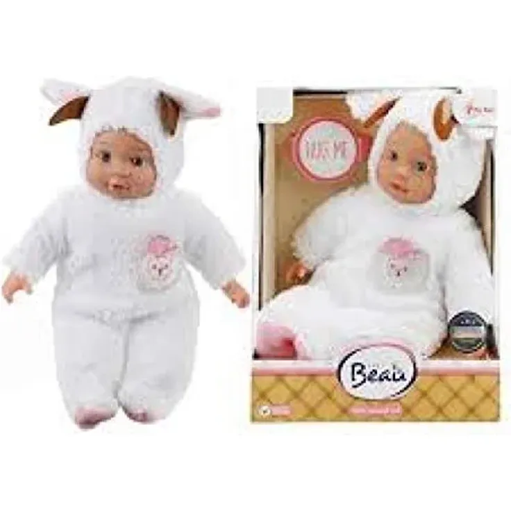 Babypuppe im Tieranzug als Schaf