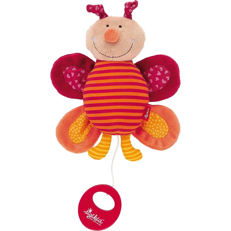 sigikid, Mädchen und Jungen, Spieluhr, Stofftier Schmetterling, Rot/Orange, 40318