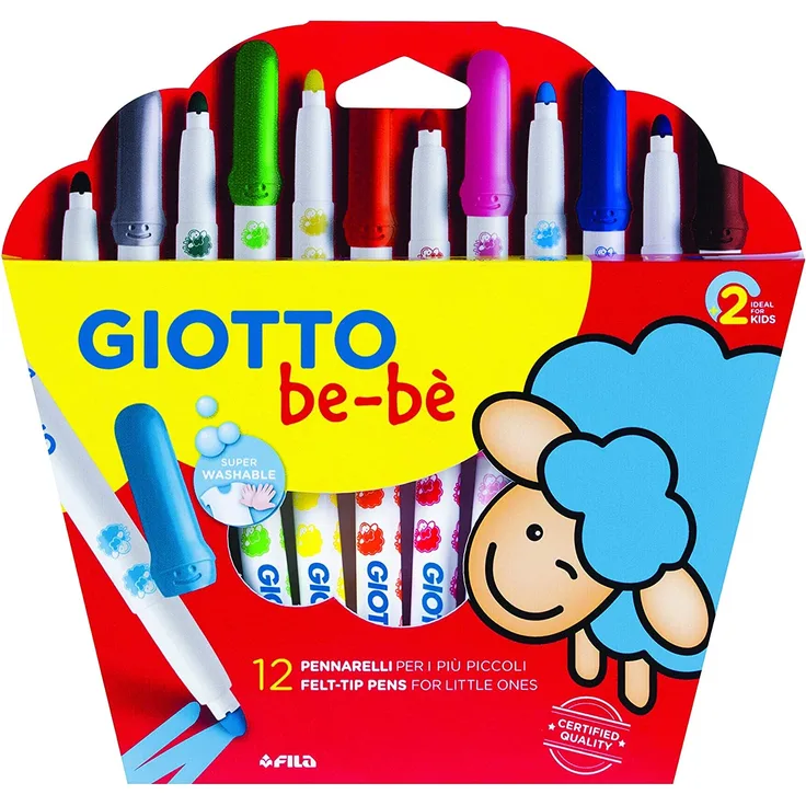 Giotto 4667 00 - Be-be Fasermaler, 12-er Etui, farbig sortiert