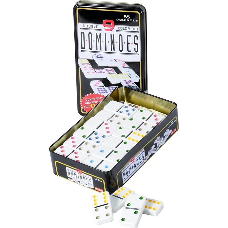 Engelhart - Großes Dominospiel Double New in Einer Metallbox - 250102