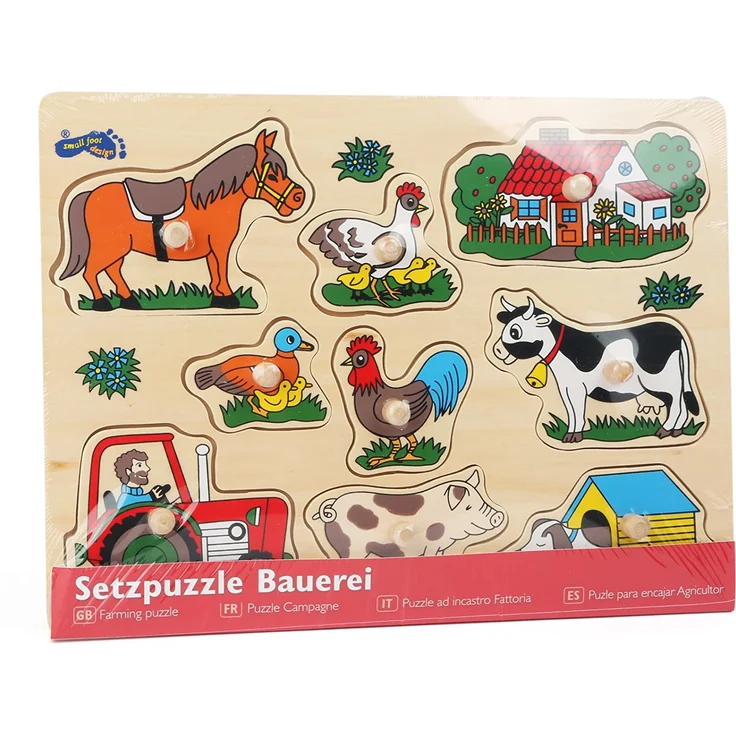 small foot 1767 Setzpuzzle Bauerei aud Holz, mit vielen Motiven vom Bauernhof und in bunten Farben, ab 3 Jahren – Bild 3