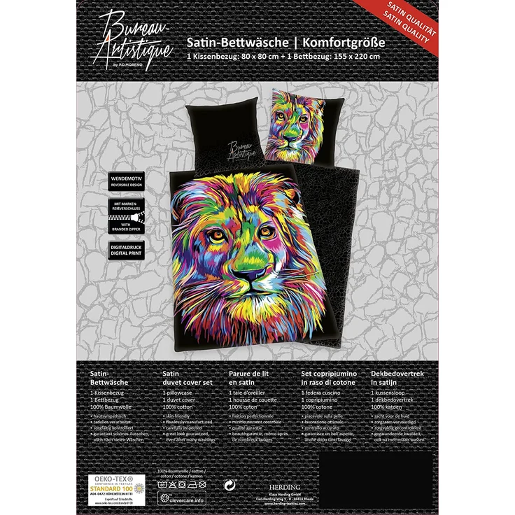 Herding Bettwäsche-Set 'Löwe' 80x80/155x220 – Bild 6