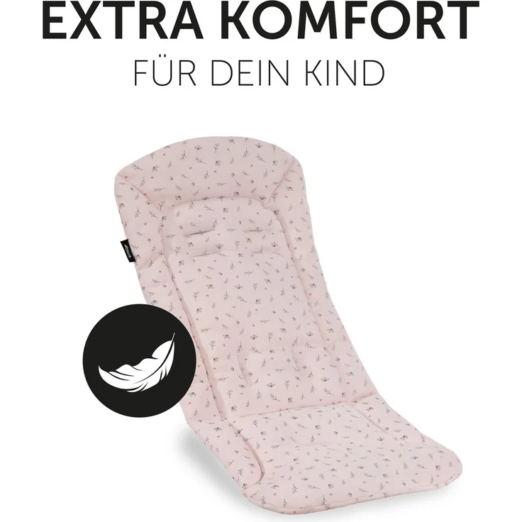Hauck Universal Sitzauflage für Buggys, Kinderwagen, Fahrradanhänger, Baumwolle, Atmungsaktiv, Weich, Einfache Befestigung ,Sommer & Winter, Flowers Rose - Preisvergleich – Bild 4