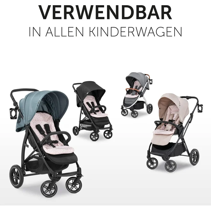 Hauck Universal Sitzauflage für Buggys, Kinderwagen, Fahrradanhänger, Baumwolle, Atmungsaktiv, Weich, Einfache Befestigung ,Sommer & Winter, Flowers Rose - Preisvergleich – Bild 2