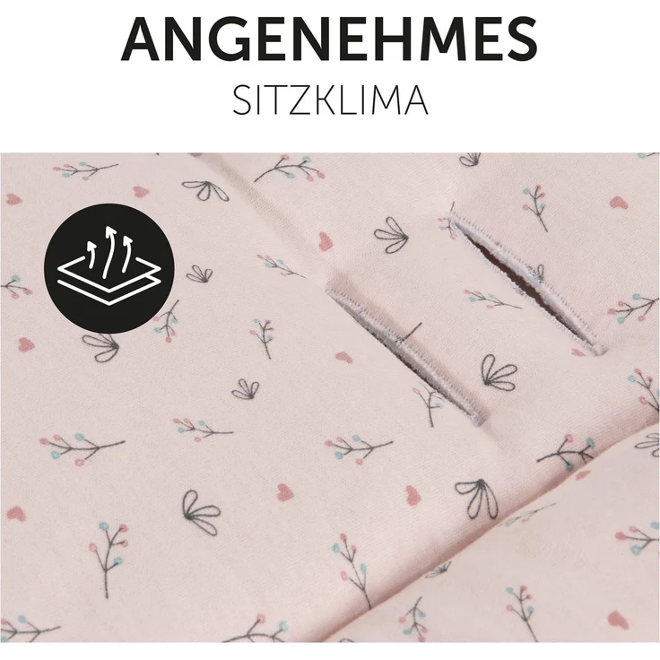 Hauck Universal Sitzauflage für Buggys, Kinderwagen, Fahrradanhänger, Baumwolle, Atmungsaktiv, Weich, Einfache Befestigung ,Sommer & Winter, Flowers Rose - Preisvergleich – Bild 5
