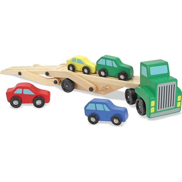 Melissa & Doug Fahrzeugtransporter | Spielzeug und Züge aus Holz | LKWs und Fahrzeuge | 3+ | Geschenk für Jungen oder Mädchen