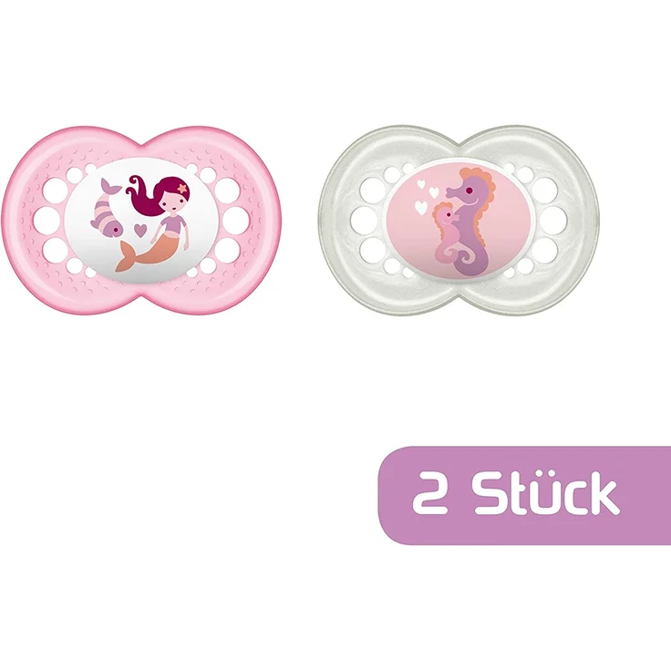 MAM Original Silikon Schnuller im 2er-Set, besonders sanfter Schnuller, Baby Schnuller aus speziellem MAM SkinSoft Silikon mit Schnullerbox, 6-16 Monate, rosa/grau – Bild 6