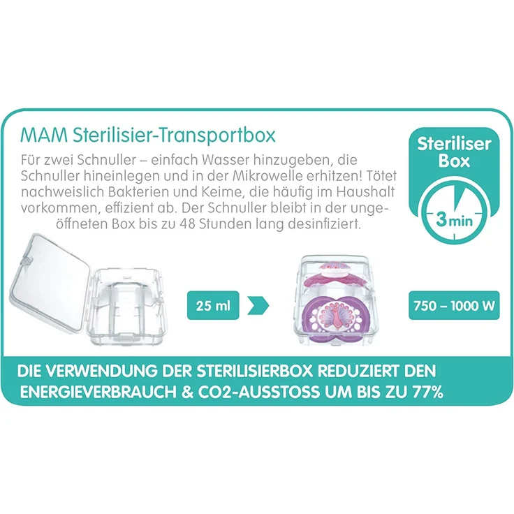 MAM Original Silikon Schnuller im 2er-Set, besonders sanfter Schnuller, Baby Schnuller aus speziellem MAM SkinSoft Silikon mit Schnullerbox, 6-16 Monate, rosa/grau – Bild 3