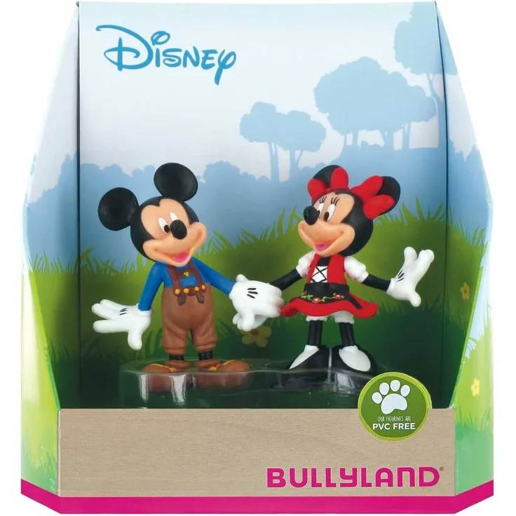 Bullyland 15081 - Spielfigurenset, Walt Disney Mickey in Lederhose und Minnie im Dirndl, liebevoll handbemalte Figuren, PVC-frei, tolles Geschenk für Jungen und Mädchen zum fantasievollen Spielen