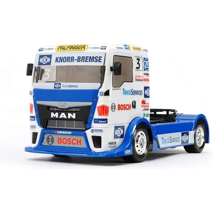 TAMIYA 58632 - 1:14 RC Team Hahn Racing MAN TGS TT-01E, ferngesteuertes Auto/ Fahrzeug, Modellbau, Bausatz, Hobby, Basteln, Modell, Zusammenbauen