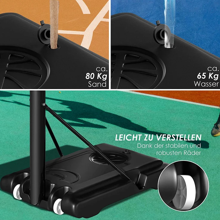 KESSER® Basketballkorb Premium mit Ständer Rollen Inkl. Basketball + Pumpe verstellbare Korbhöhe 230 bis 305 cm höhenverstellbar Korbanlage Outdoor komplett Basketballanlage für Erwachsene Kinder Rot - Preisvergleich – Bild 8