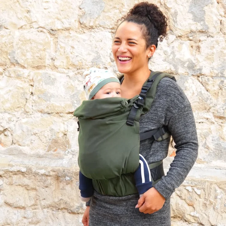 Didymos DidyFix Babytrage - Fullbuckle Tragehilfe in Olive - für Neugeborene ab Geburt von 50-86 cm - ergonomische Sitzhaltung - Bauchtrage - Hüfttrage - Rückentrage – Bild 5