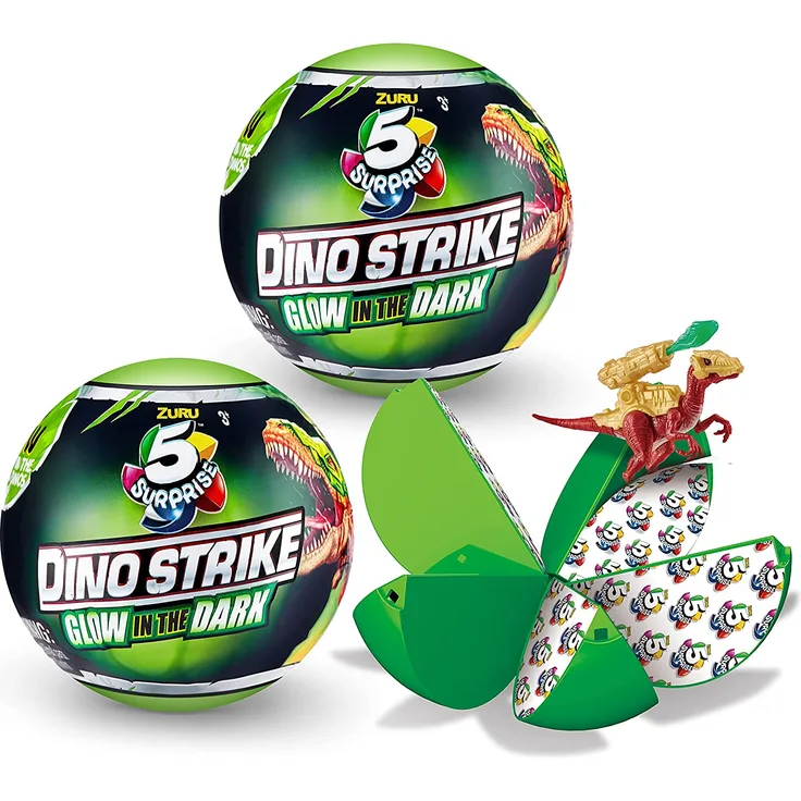 ZURU 5 Surprise 7781 Dino Strike Serie 2 Glow in The Dark, Doppelpack