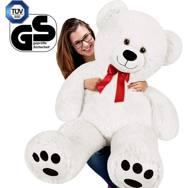 Monzana Teddybär L - XXXL 50-175cm verschiedene Farben Weiches Fell Schleife Tatzendruck Geschenk Plüschtier Kuscheltier Stofftier Riesen Teddy Bär – Bild 4