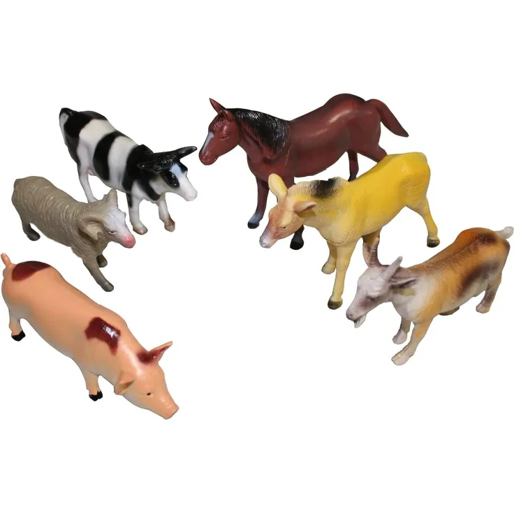 Idena 4329902 Spielfigurenset mit 6 Farmtieren, aus Kunststoff, frei von BPA und Phthalaten, je ca. 15 cm
