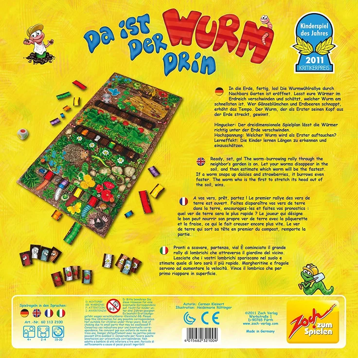Zoch 601132100 Da ist der Wurm drin, Kinderspiel 2011, kinderleichtes und gewitztes Würfel-und Beobachtungsspiel, ab 4 Jahren – Bild 2