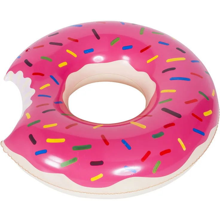 GOODS+GADGETS Aufblasbarer Donut Schwimmreifen; Schwimmring für Pool-Partys, Luftmatratze für Strandurlaub und Bade-Abenteuer (Pink, Ø 120 cm)
