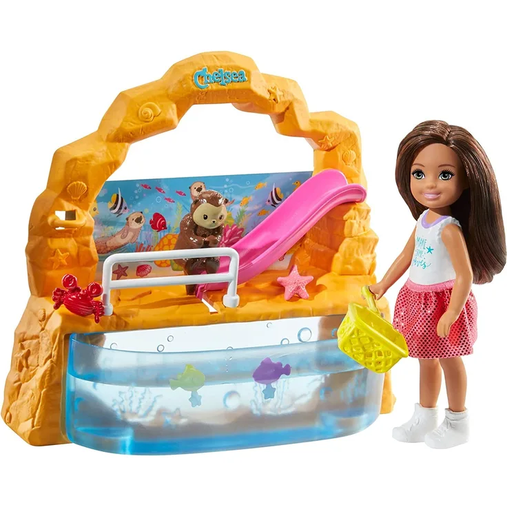 Barbie GHV75 - Club Chelsea Aquarium Spielset mit Puppe (brünett) und Zubehör, Spielzeug ab 3 Jahren