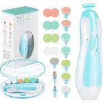 Zooawa Elektrische Baby Nagelfeile Nagelknipser set - 6 in 1 Maniküre Pediküre Set Baby Nagelpflege mit LED Licht, AA batteriebetrieben, Hell Blau