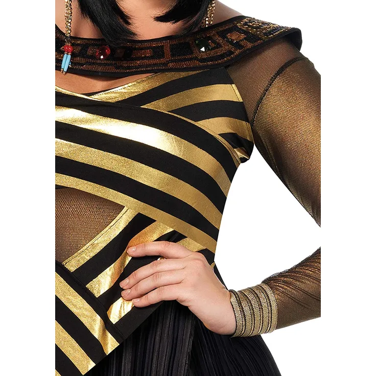 Leg Avenue 85512X 85512X-3Tl Set Nil Königin, Schwarz/Gold, 1X-2X, Damen Fasching Kostüm, Größe: 1XL/2XL (EUR 46-50)