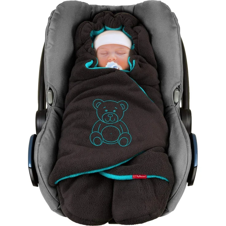 ByBoom Baby Winter-Einschlagdecke'Das Original mit dem Bären', Universal für Babyschale, Autositz, z.B. für Maxi-Cosi, Römer, für Kinderwagen, Buggy oder Babybett – Bild 1