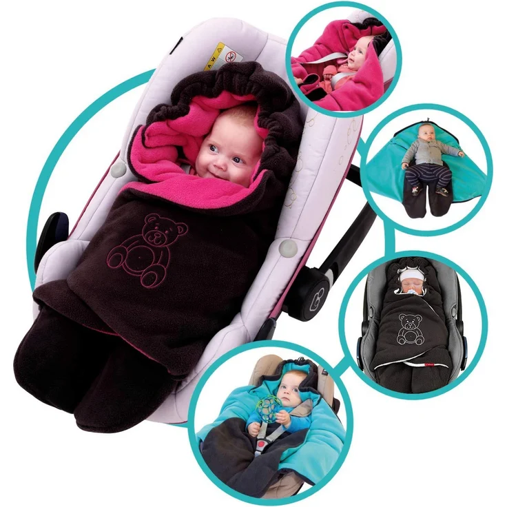 ByBoom Baby Winter-Einschlagdecke'Das Original mit dem Bären', Universal für Babyschale, Autositz, z.B. für Maxi-Cosi, Römer, für Kinderwagen, Buggy oder Babybett – Bild 2