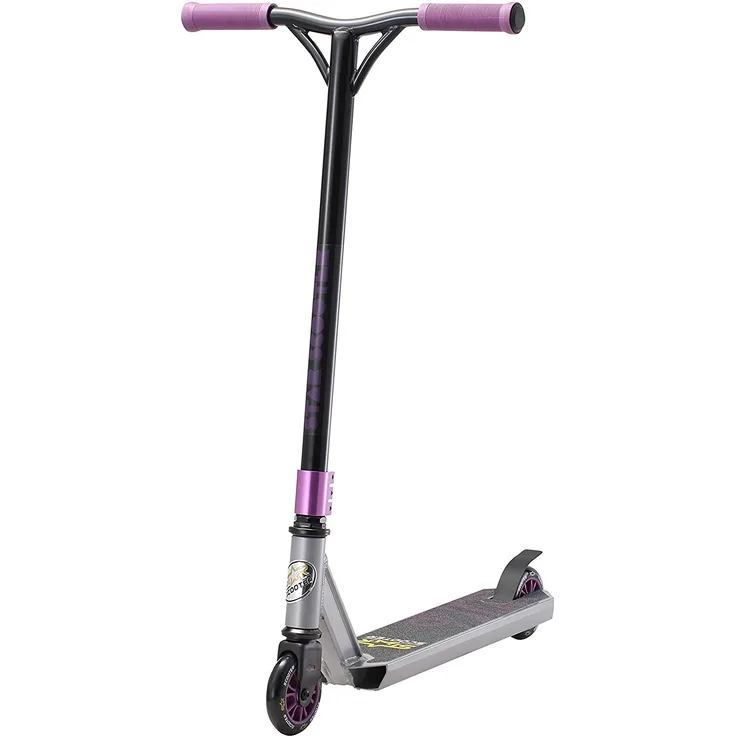 STAR SCOOTER Freestyle Stunt Scooter Roller für Kinder ab 7 Jahre und Erwachsene bis 100kg | 100mm Kickscooter Beginner Einsteiger Alu | Grau & Lila