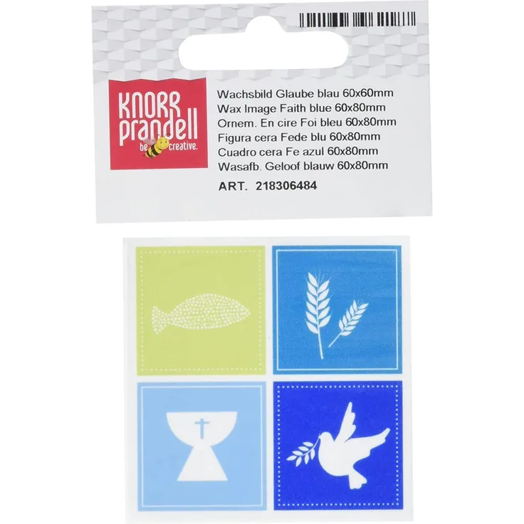 Wachsbild Glaube blau 60x60mm