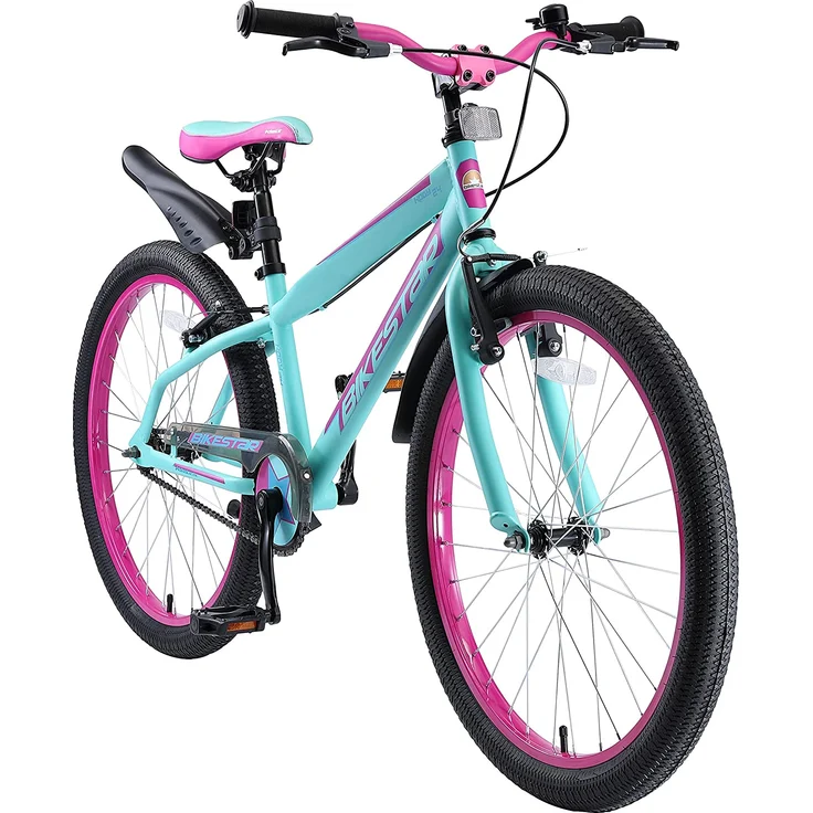 BIKESTAR Kinder Fahrrad ab 9 Jahre | 24 Zoll Urban Jungle Kinderrad | Türkis Berry – Bild 1