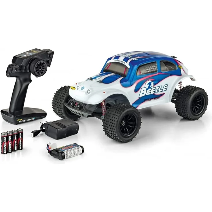 CARSON 500404142 - 1:10 VW Beetle FE 2.4GHz 100% RTR, Ferngesteuertes Auto/ Fahrzeug, RC-Fahrzeug, inkl. Batterien und Fernsteuerung, 2 WD, bedruckte Karosserie, Anleitung, Off Road Truggy – Bild 1