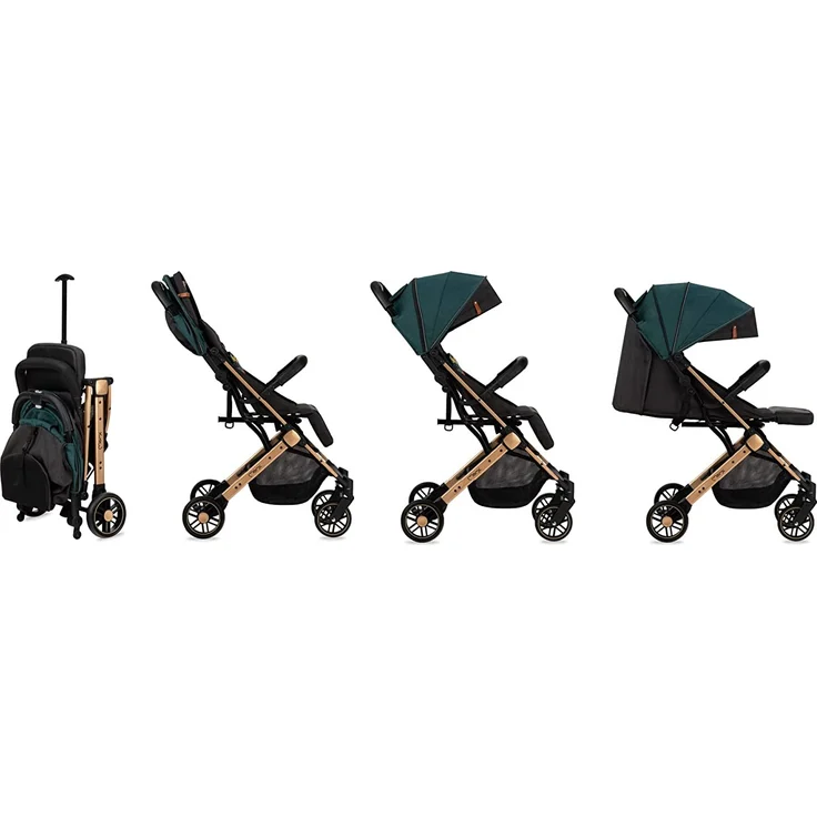 MOMI ESTELLE Kinderwagen für Kinder ab 6 Monat bis zu max körpergewicht von 15 kg, klappbar auf die Maße 65 x 51 x 21 cm, gewicht 7,5 kg, 5-Punkt-Sicherheitsgurt, koffer, grün – Bild 3