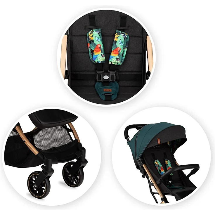 MOMI ESTELLE Kinderwagen für Kinder ab 6 Monat bis zu max körpergewicht von 15 kg, klappbar auf die Maße 65 x 51 x 21 cm, gewicht 7,5 kg, 5-Punkt-Sicherheitsgurt, koffer, grün – Bild 8