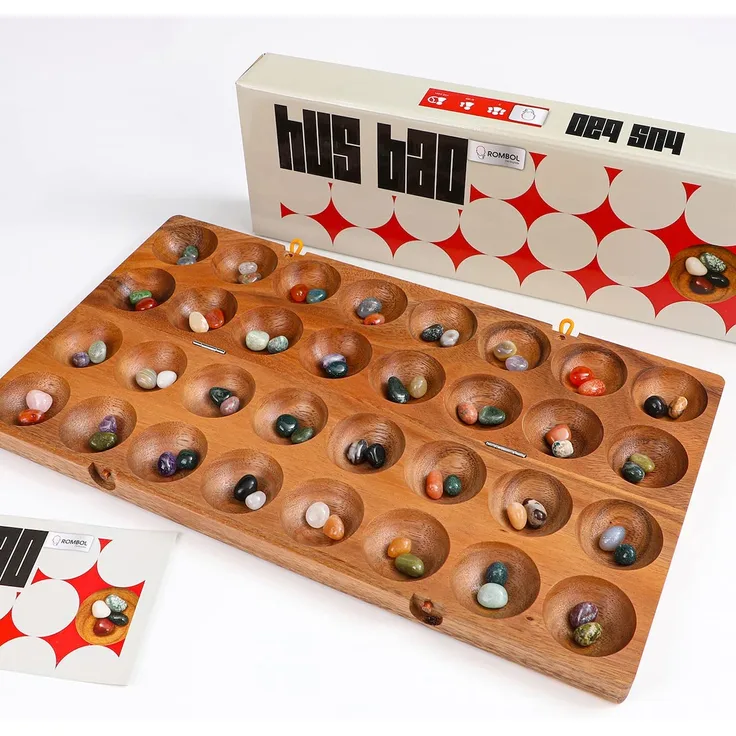 ROMBOL HUS BAO, Steinchenspiel, Bohnenspiel, Halbedelsteine, Mancala, Kalah.