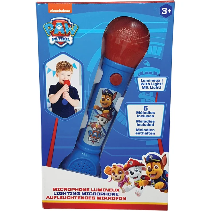 Lexibook MIC80PA Paw Patrol Aufleuchtendes Mikrofon für Kinder, musikalisches Spiel, eingebauter Lautsprecher, Lichteffekte, inklusive Demo-Melodien, blau/rot – Bild 4