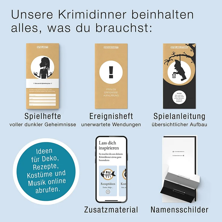 Culinario Mortale® – Dauercamper, Dosenbier und eine Leiche - Krimidinner für Zuhause für 6 bis 8 Personen / unterhaltsames Krimi Dinner für Zuhause / Krimispiele für Erwachsene / Krimidinner Spiel – Bild 4